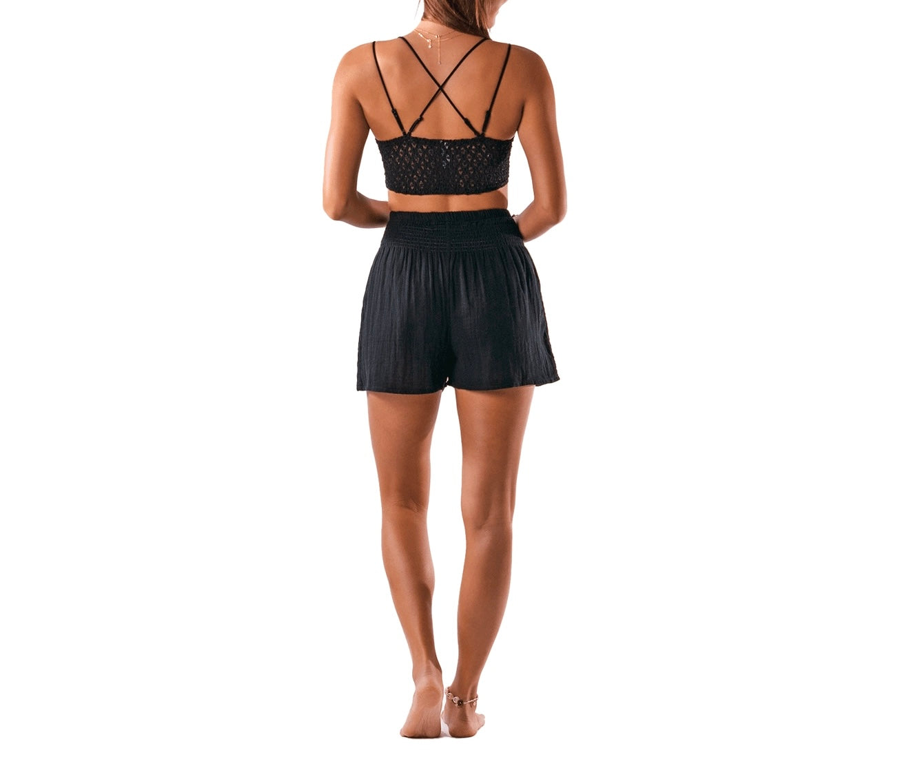 Black Cotton Shorts by Lotus & Luna